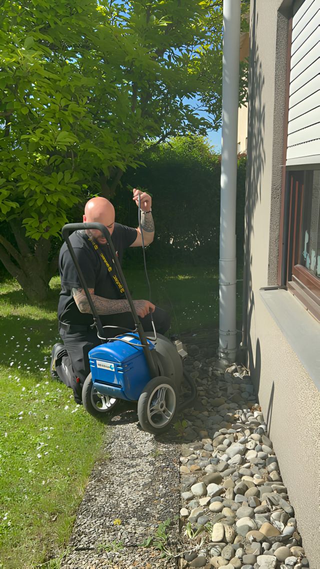 Rohrreinigung im Garten mit Spiralmaschine