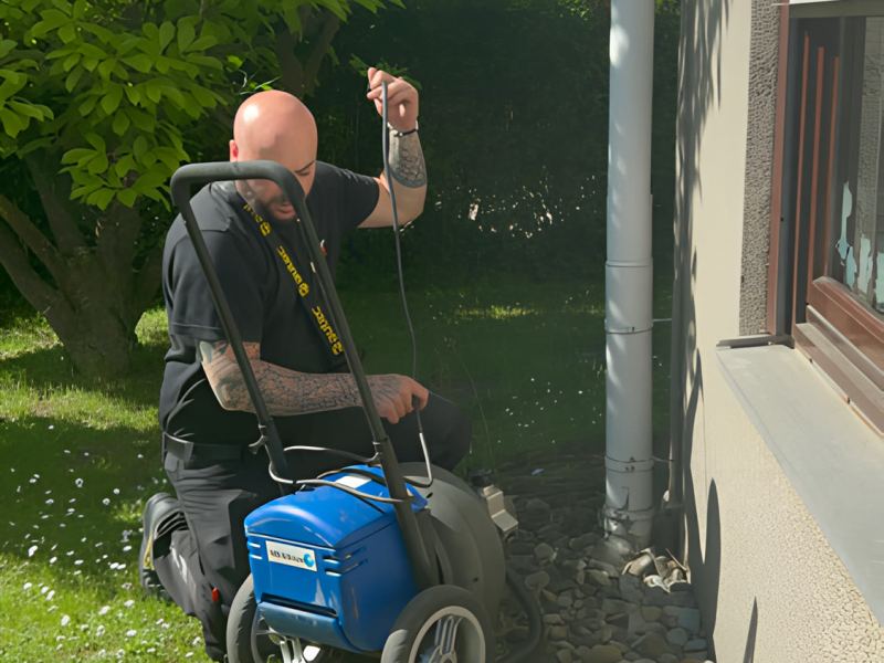 Rohrreinigung im Garten mit Spiralmaschine